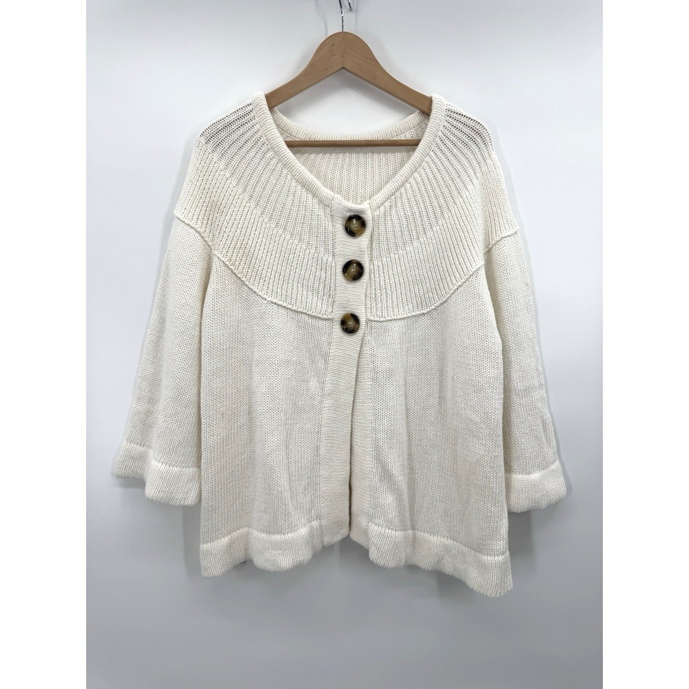 Vintage Avon Retro 60s Mod Knit Sweater 1X Chunky 3 Button 3/4 Sleeve Cottage